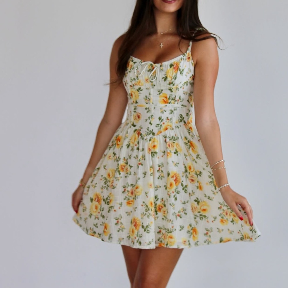 Floral Yellow and White Summer Dress